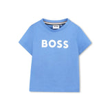 Boss Kids T-shirt Celeste con Logo per Neonati
