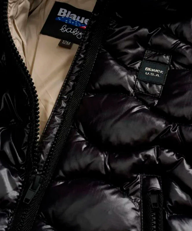 Blauer Kids Giubbino con Cappuccio Nero/Beige Unisex Blauer Bryant per Neonati