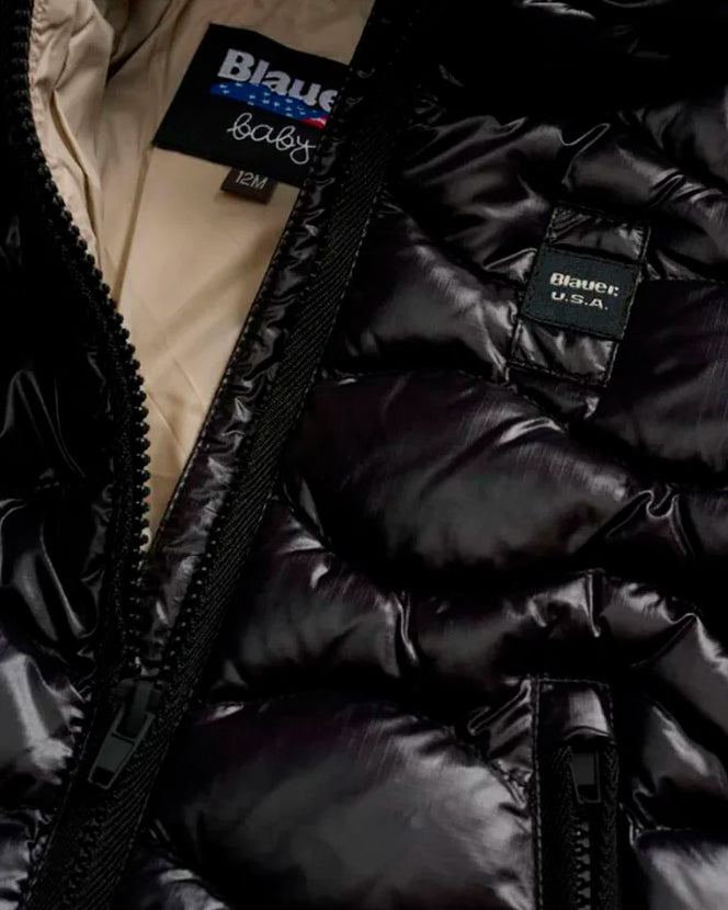 Blauer Kids Giubbino con Cappuccio Nero/Beige Unisex Blauer Bryant per Neonati