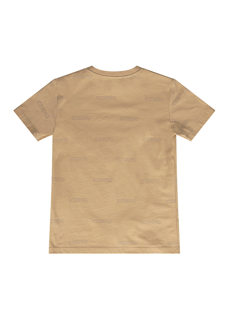 Iceberg Kids T-Shirt Sabbia con Logo per Bambini