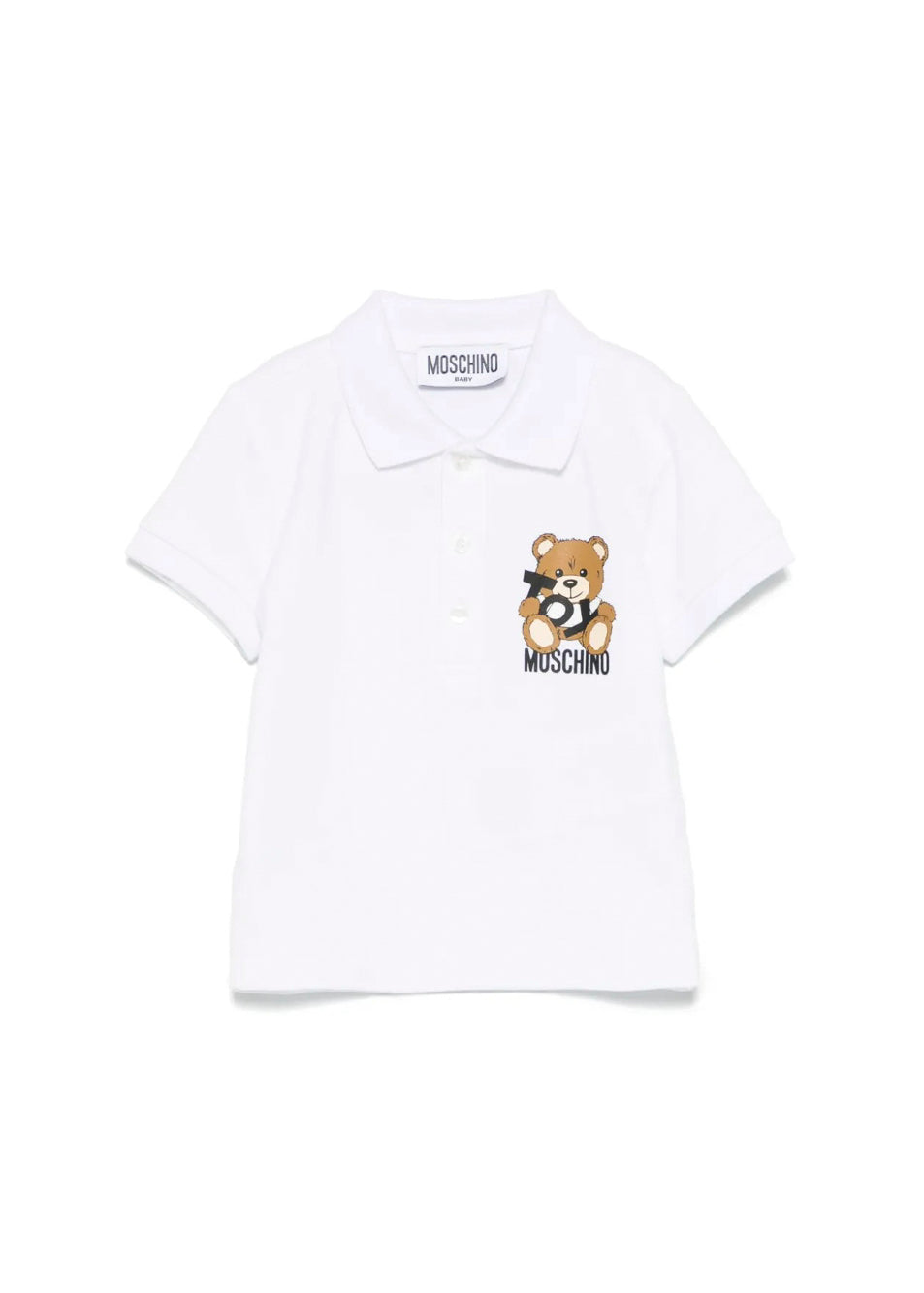 Moschino Kids Polo Bianca con Stampa Toy per Neonati