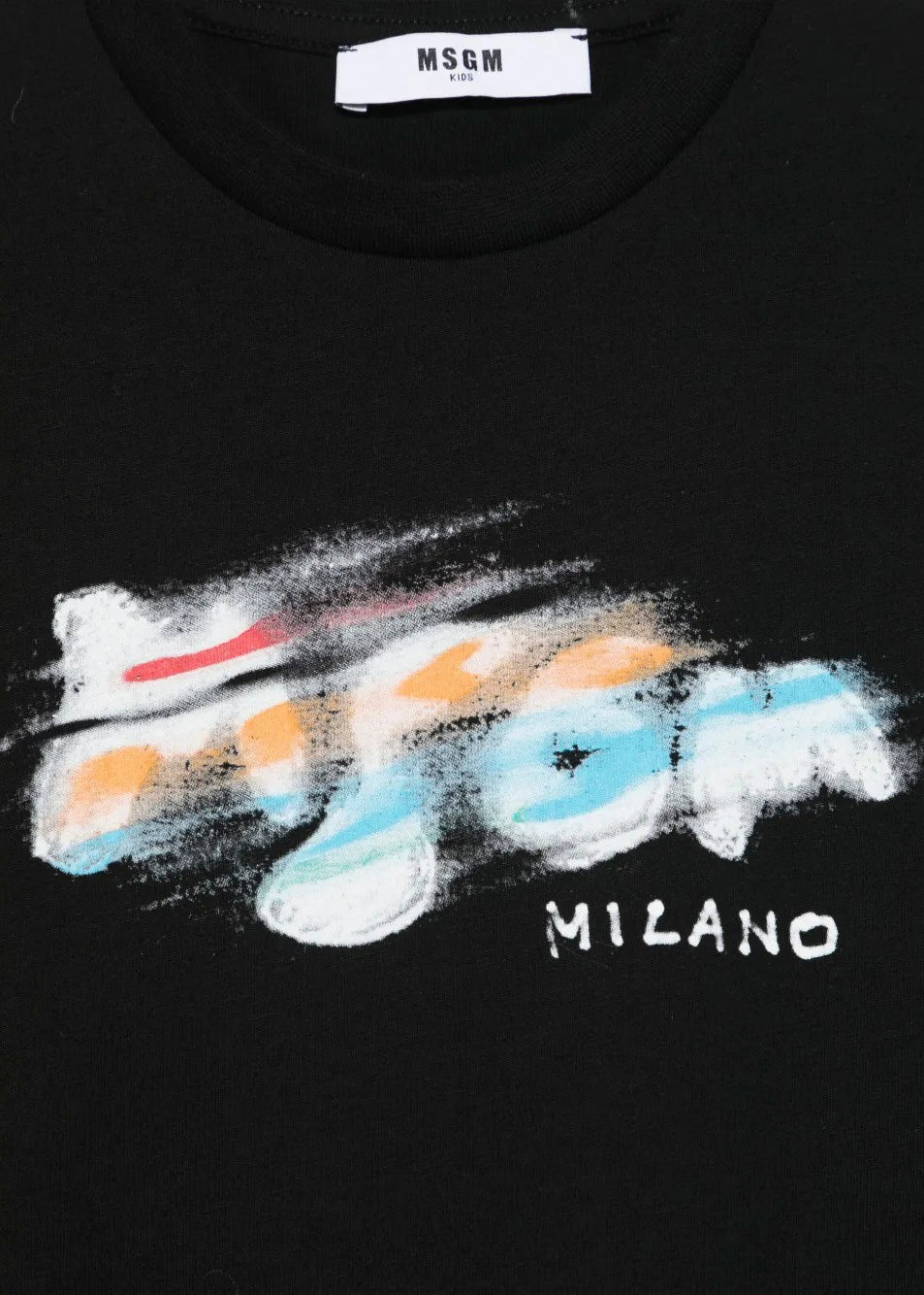 MSGM Kids T-shirt Nera con Blurred Logo per Bambini dettaglio