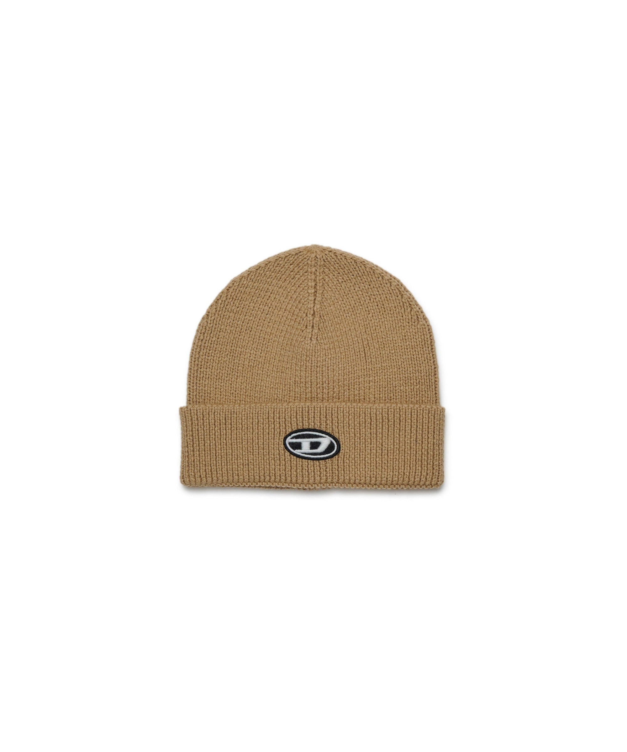 Diesel Kids Cappello Beanie Beige con Oval D per Neonati