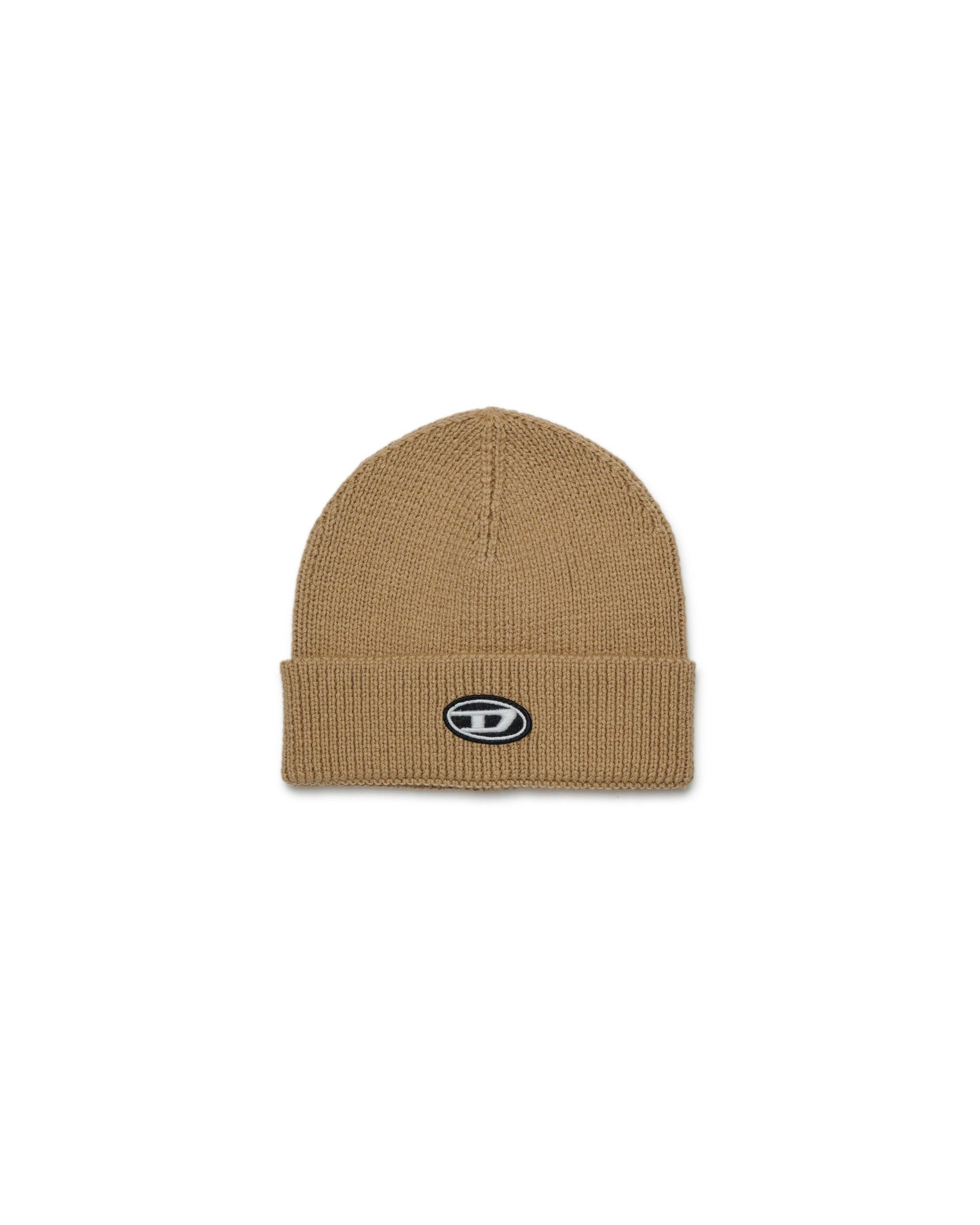 Diesel Kids Cappello Beanie Beige con Oval D per Neonati