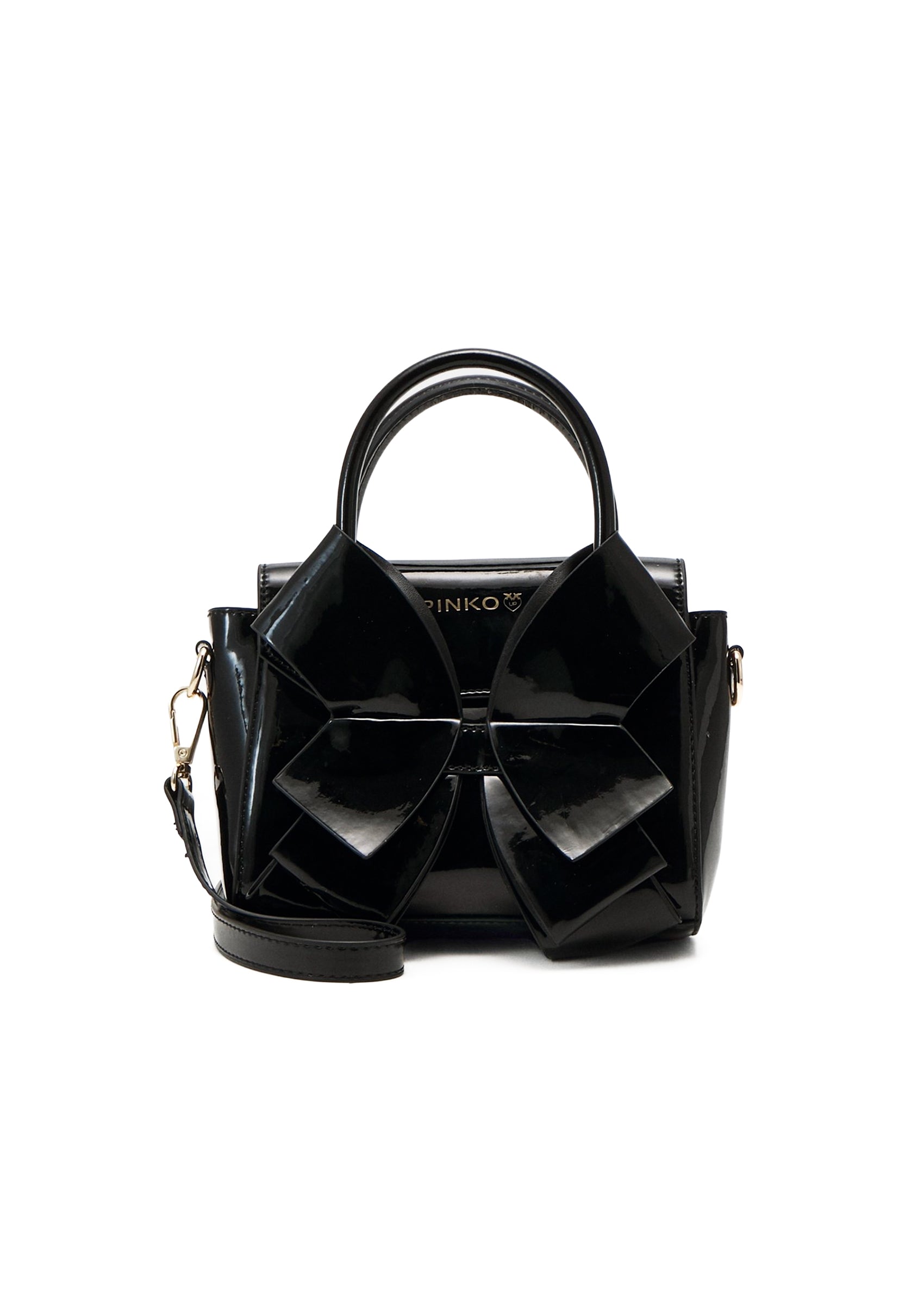 Pinko Kids Borsa Tote Nera con Fiocco Oversize (fronte)
