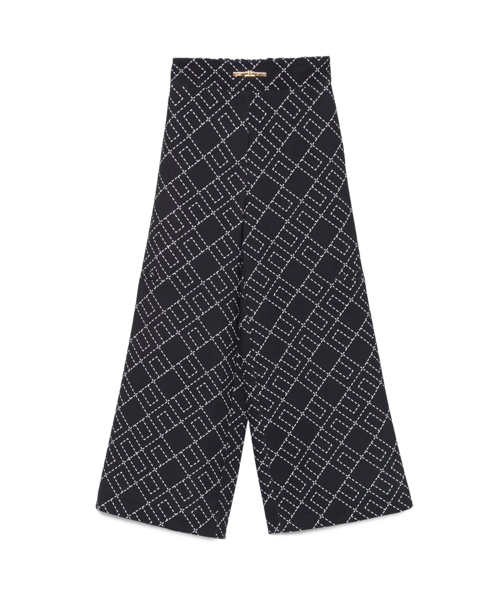 Elisabetta Franchi La Mia Bambina Pantaloni Neri con Logo Geometrico per Bambine