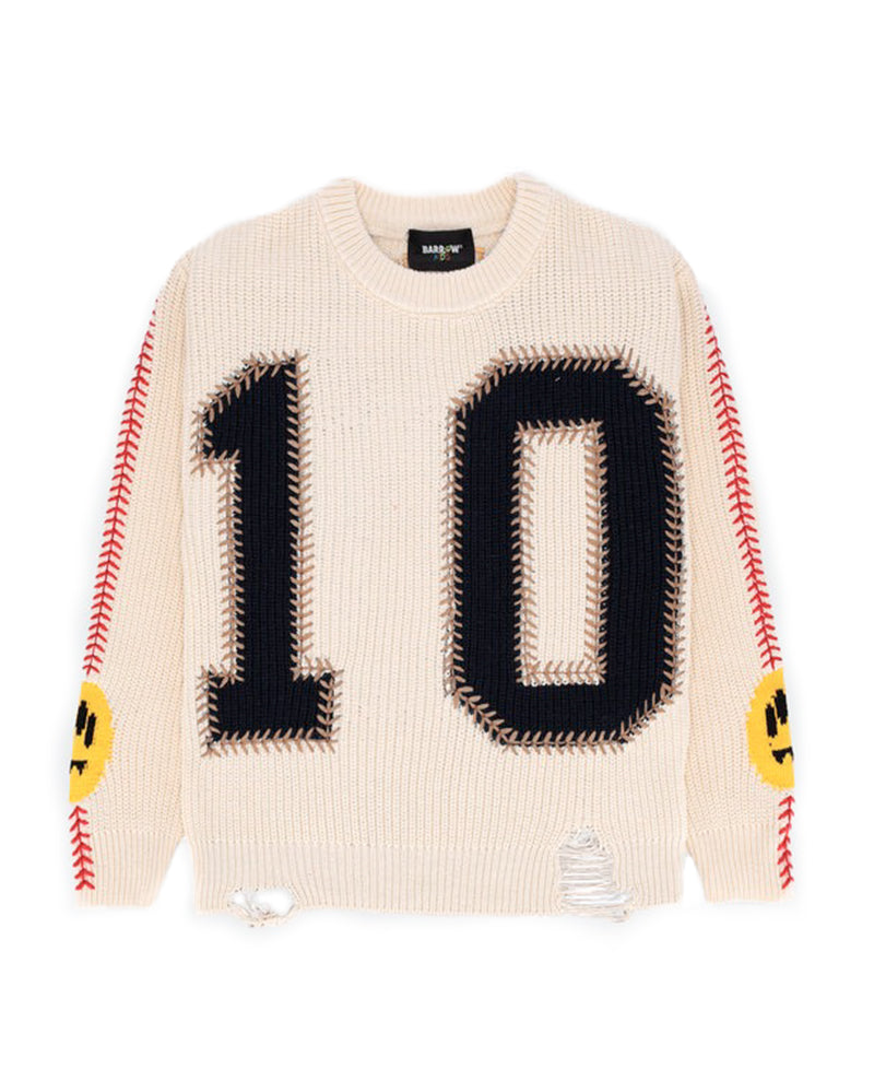 Barrow Kids Maglione "10" Crema Girocollo per Bambini