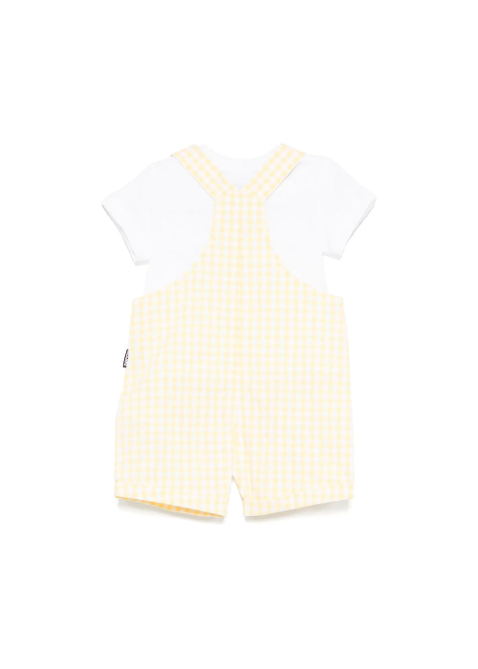 Moschino Kids T-shirt con Salopette Giallo a Quadri per Neonate