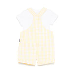 Moschino Kids T-shirt con Salopette Giallo a Quadri per Neonate