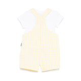 Moschino Kids T-shirt con Salopette Giallo a Quadri per Neonate