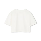 Michael Kors Kids T-shirt Crop Bianca con Logo per Bambine