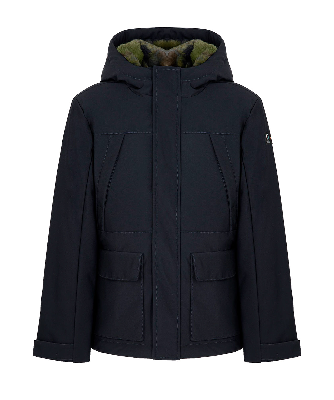 SUNS Kids Giubbotto blu scuro con Cappuccio e Interno in Pelliccia per Bambini