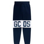Gcds Kids Pantalone di Tuta Blu con Stampa "GCDS" Contrasto Unisex per Bambini