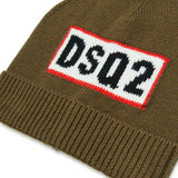Dsquared2 Kids Cappello Beanie Verde con Intarso Logo per Bambini