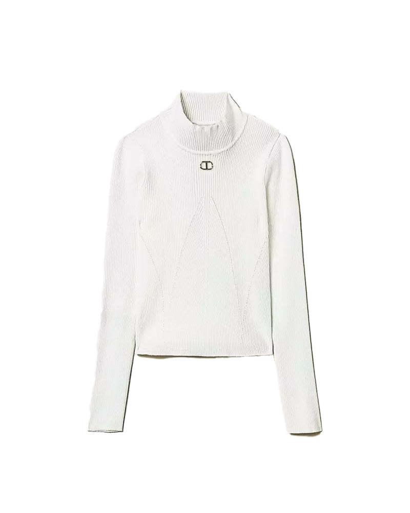 Twinset Kids Lupetto Bianco con Logo per Bambine