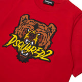 Dsquared2 Kids T-shirt Rossa con Patch Bear per Bambini