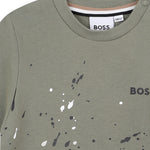 Boss Kids T-Shirt Verde con Stampa Logo per Neonati