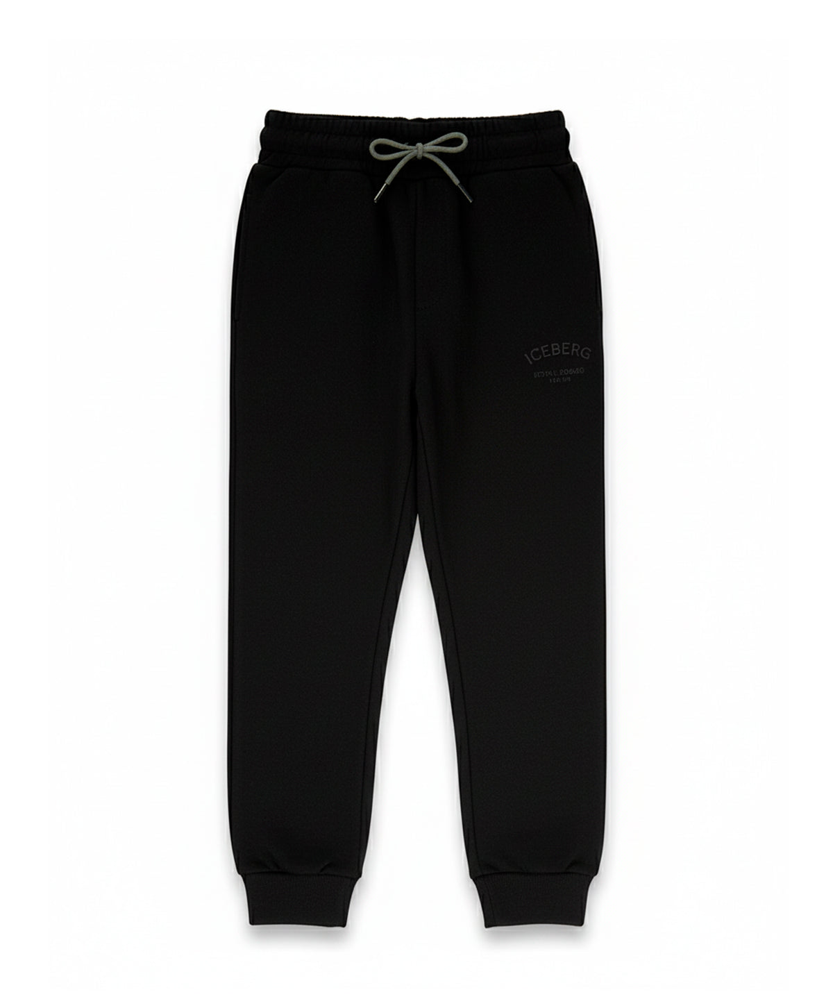 Iceberg Kids Pantalone di Tuta Nero Unisex con Lacci per Bambini