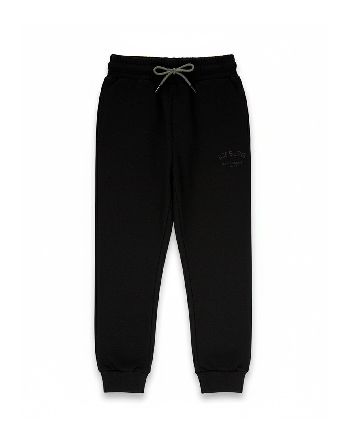 Iceberg Kids Pantalone di Tuta Nero Unisex con Lacci per Bambini