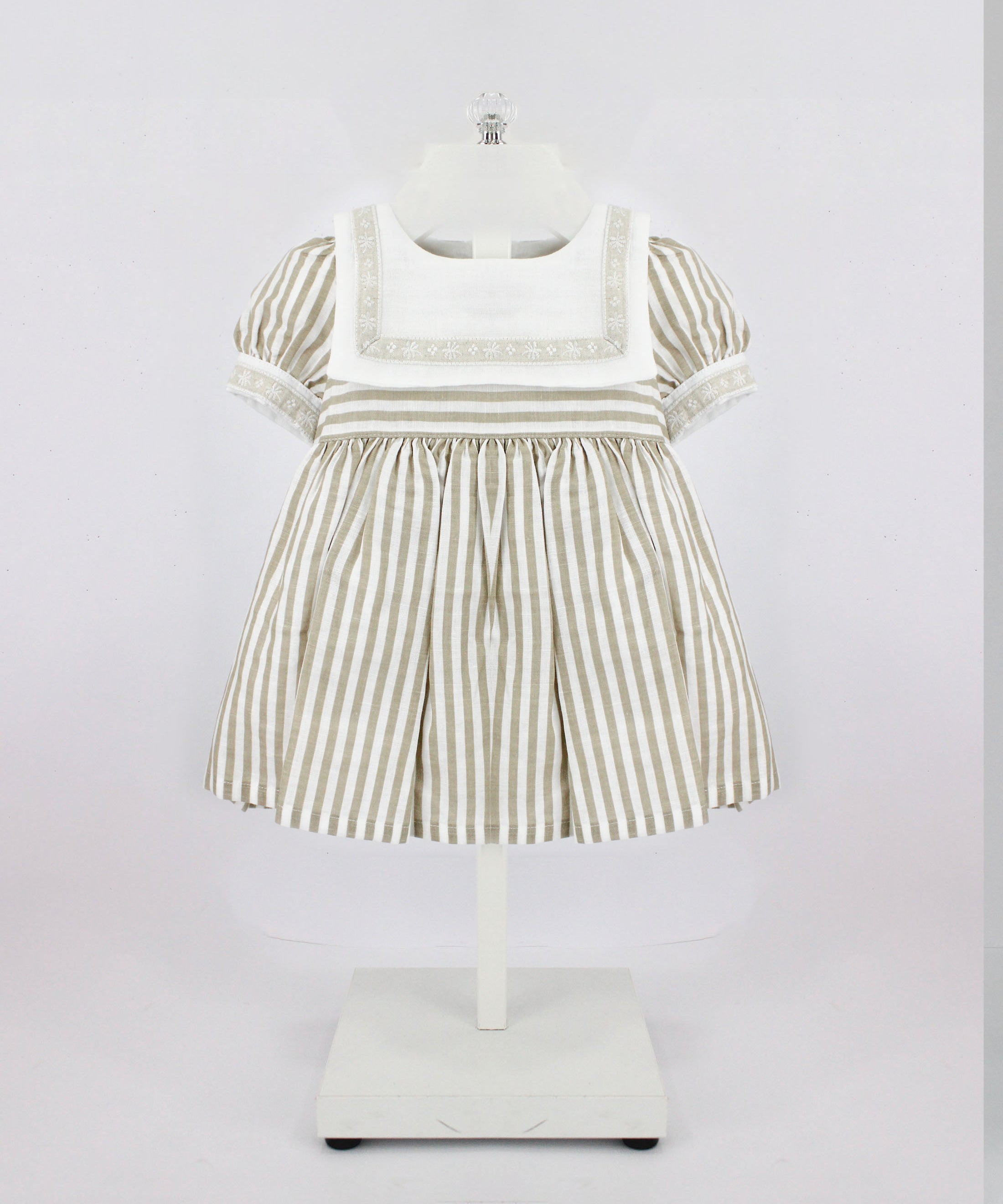 Deolinda Abito Beige a Righe per Neonate