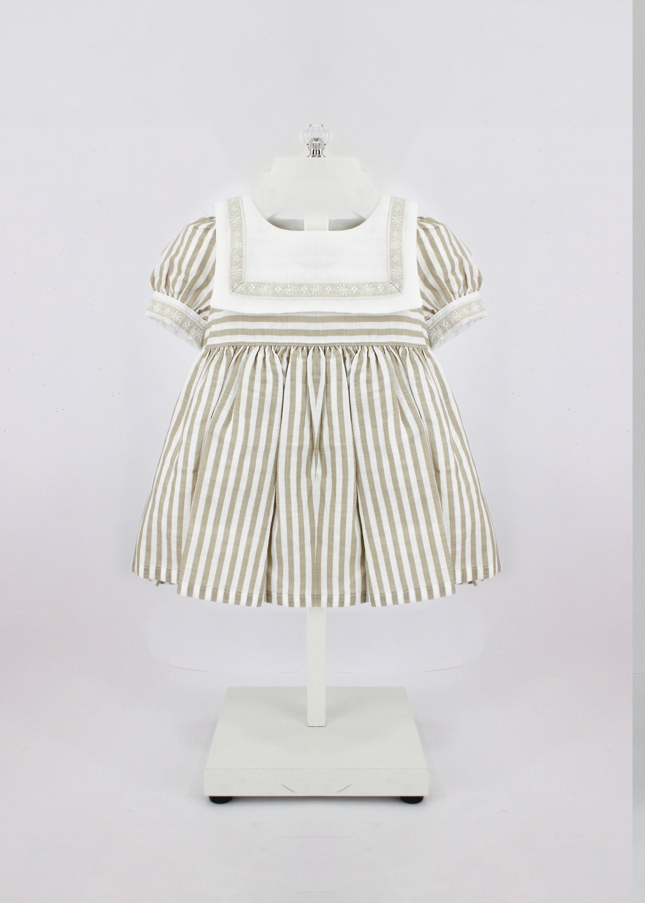 Deolinda Abito Beige a Righe per Neonate