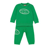 Diesel Kids Felpa con Pantaloni Verdi per Neonati