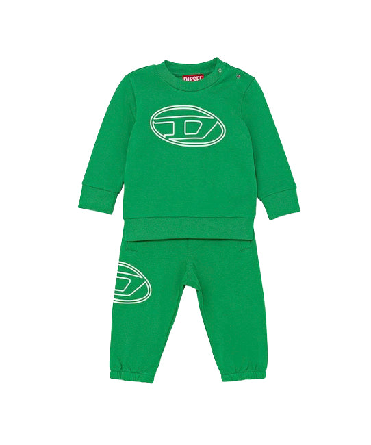 Diesel Kids Felpa con Pantaloni Verdi per Neonati