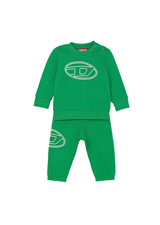 Diesel Kids Felpa con Pantaloni Verdi per Neonati
