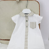 Deolinda Pagliaccetto Bianco/Beige a Righe per Neonati