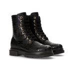 Elisabetta Franchi La Mia Bambina Anfibi Neri con Logo Monogram per Bambine