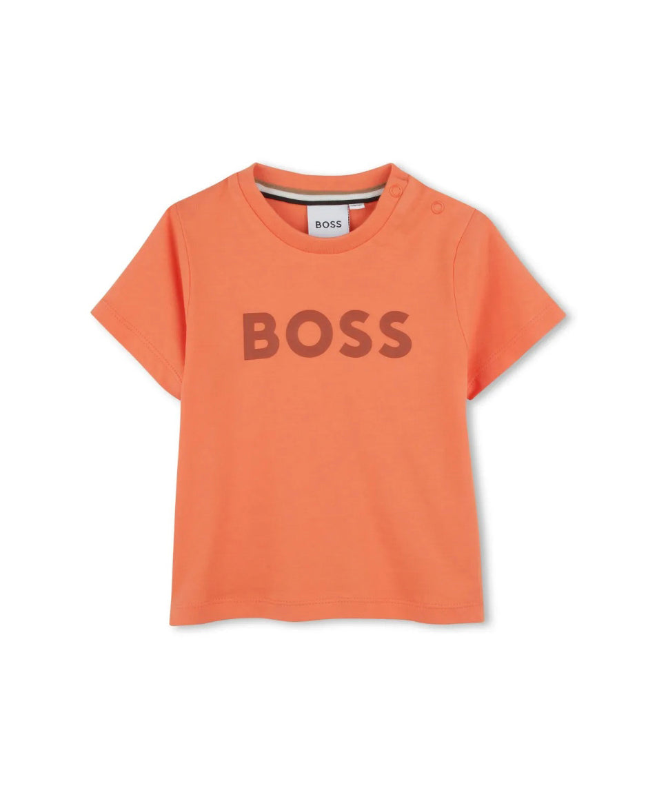 Boss Kids T-shirt Arancione con Logo per Neonati