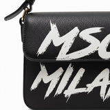 Msgm Kids Borsa con Tracolla Nera con Stampo Maxi Logo a Contrasto per Bambine