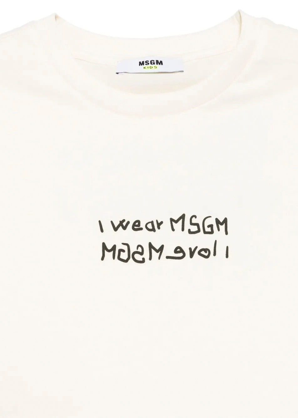 MSGM Kids T-shirt Crema con Stampa per Bambini dettaglio