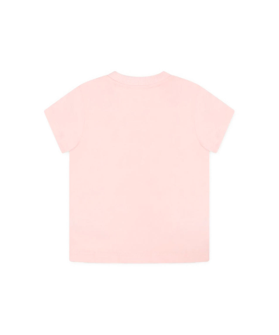 Moschino Kids T-shirt Rosa con Stampa Teddy per Neonate