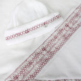 Deolinda Cappello Panna con Ricami Rosa per Neonate