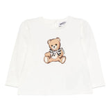 Moschino Kids T-Shirt Manica Lunga Panna con Teddy per Neonate