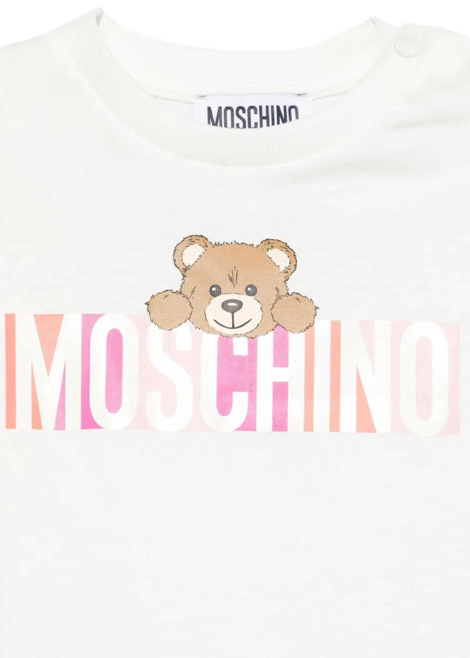 Moschino Kids T-shirt Panna con Stampa Colorful per Neonate