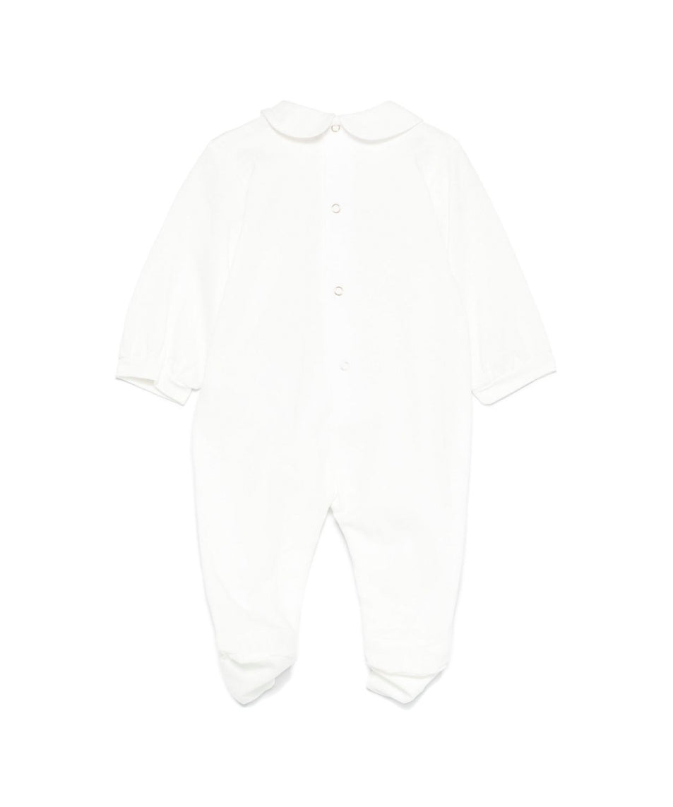 Elisabetta Franchi La Mia Bambina Tutina Panna con Applicazioni Fiori per Neonate