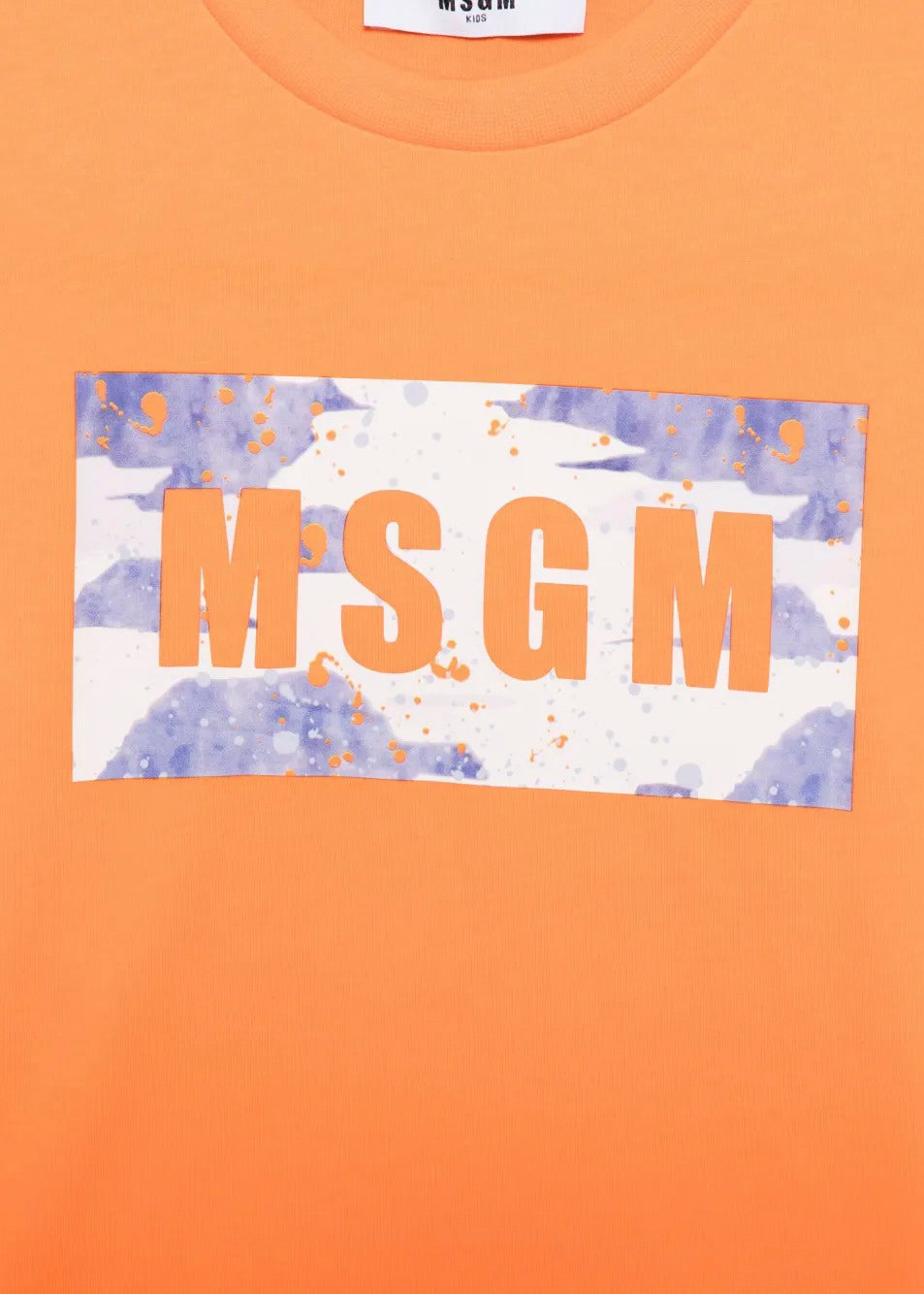 MSGM Kids T-shirt Arancione con Banda Logo per Bambini