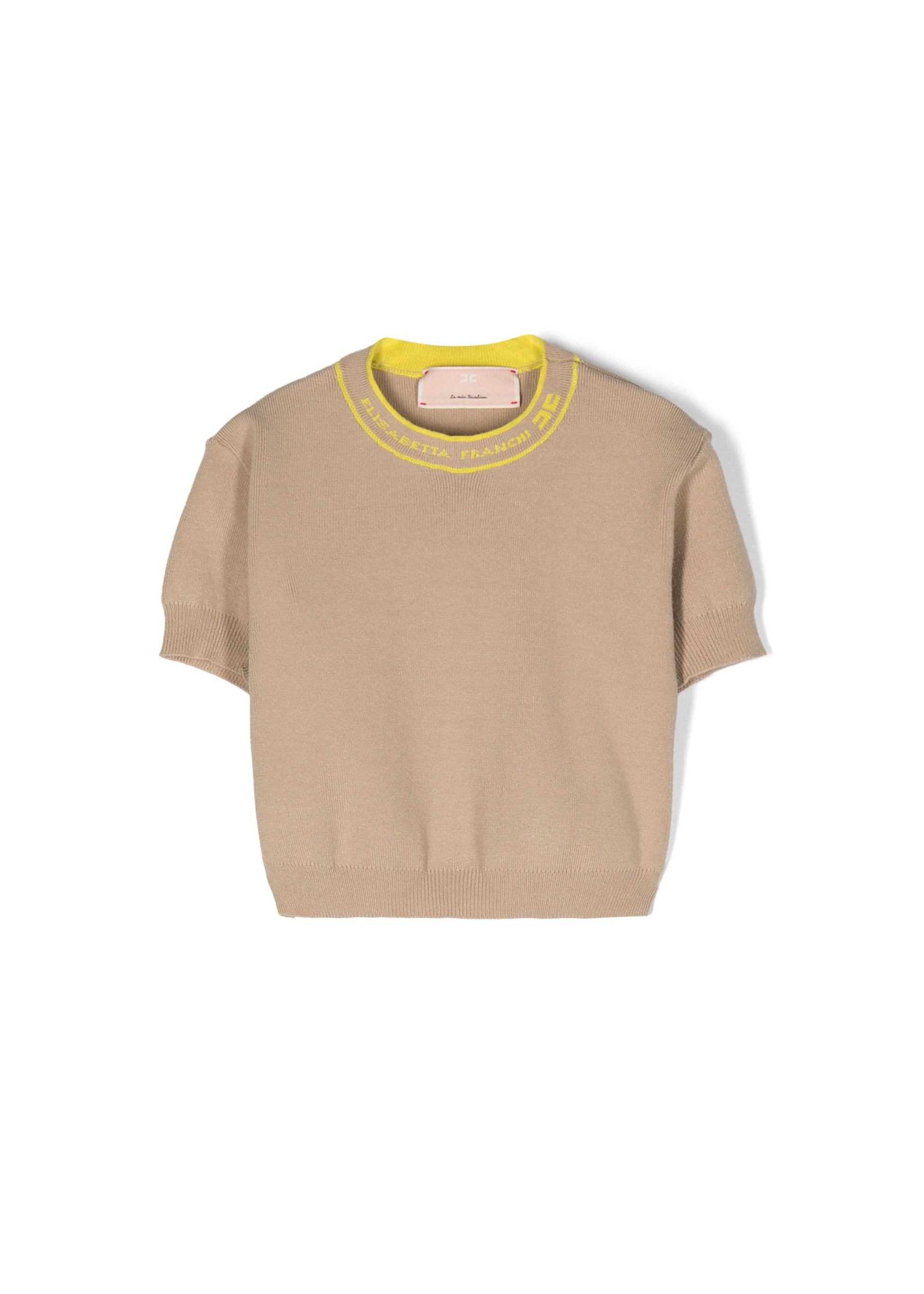 Elisabetta Franchi La Mia Bambina T-shirt con Girocollo Logato Sabbia/Cedro
