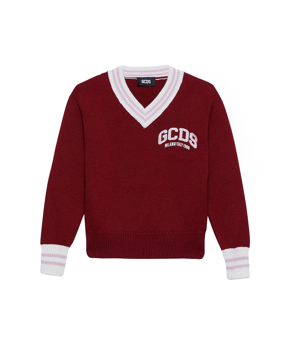 Gcds Kids Maglione Bordaux con Ricamo Logo per Bambine