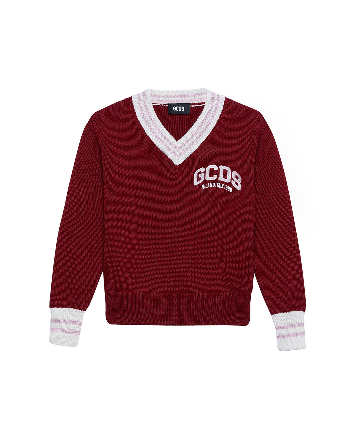 Gcds Kids Maglione Bordaux con Ricamo Logo per Bambine