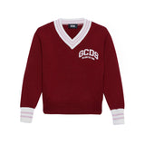 Gcds Kids Maglione Bordaux con Ricamo Logo per Bambine