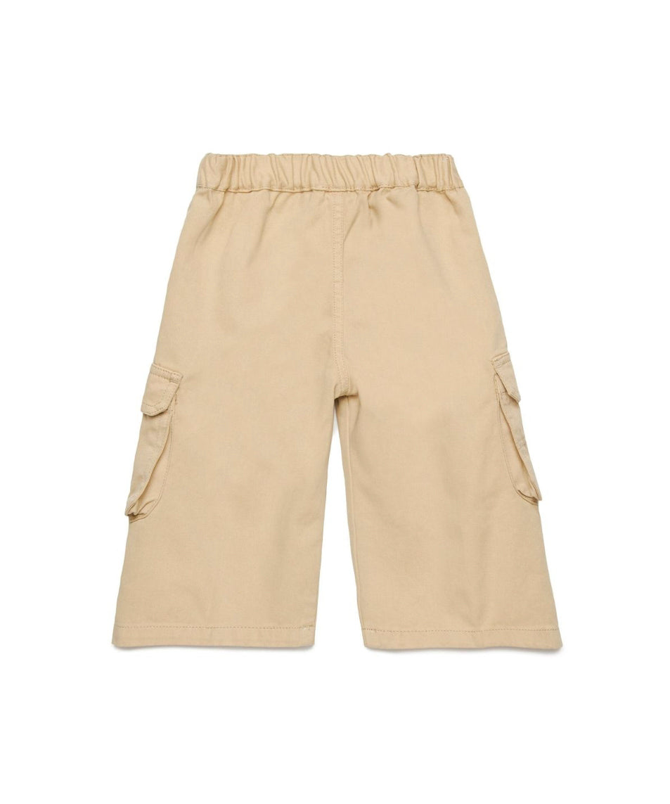 Diesel Kids Pantaloni Beige Cargo con Logo per Neonati