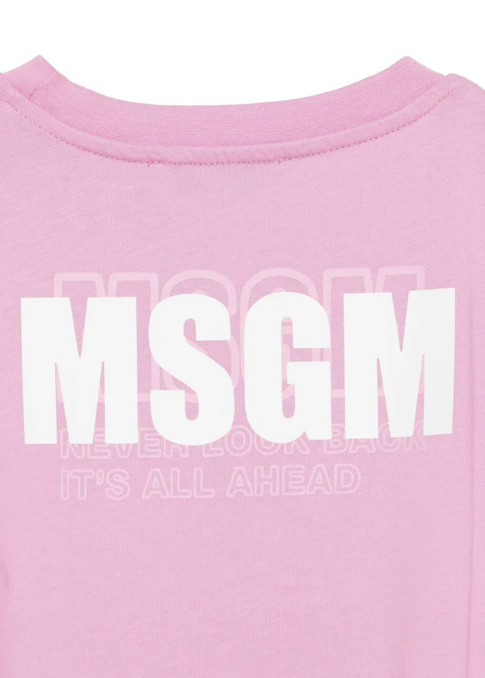 MSGM Kids T-shirt Rosa con Stampa per Bambine dettaglio