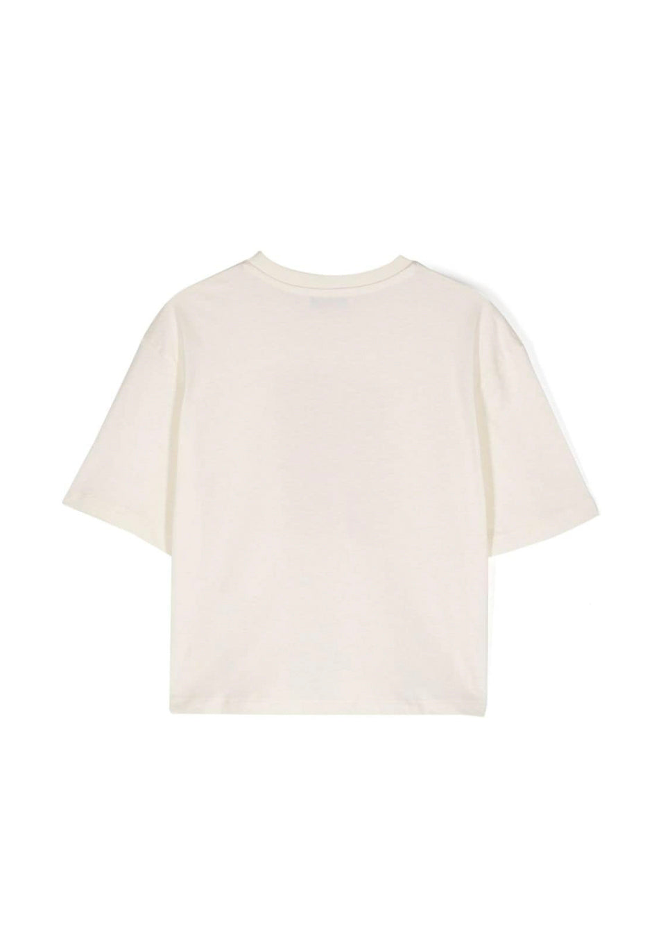 MSGM Kids T-Shirt Crop Crema con Stampa Logo per Bambine (retro)