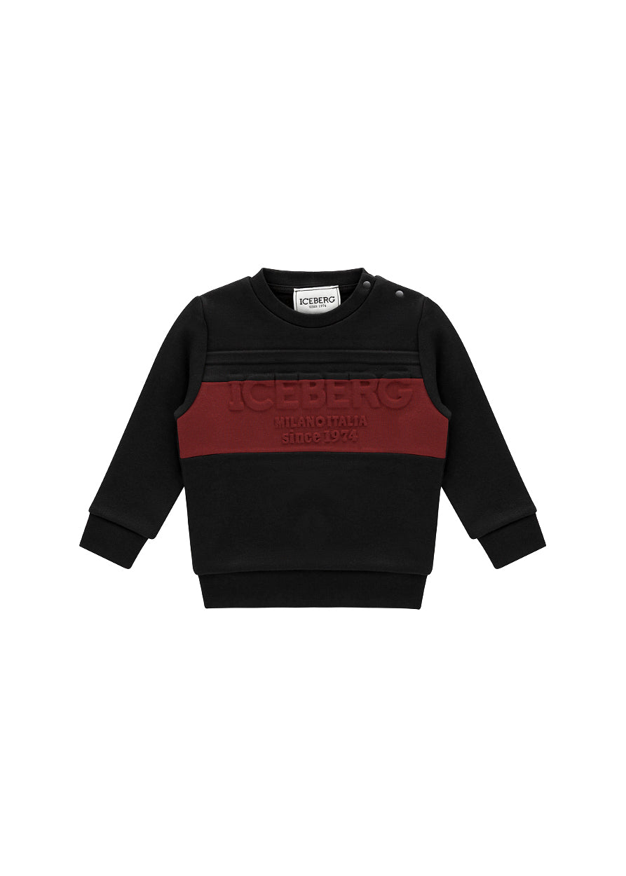Iceberg Kids Felpa Nera con Logo Relief per Neonati