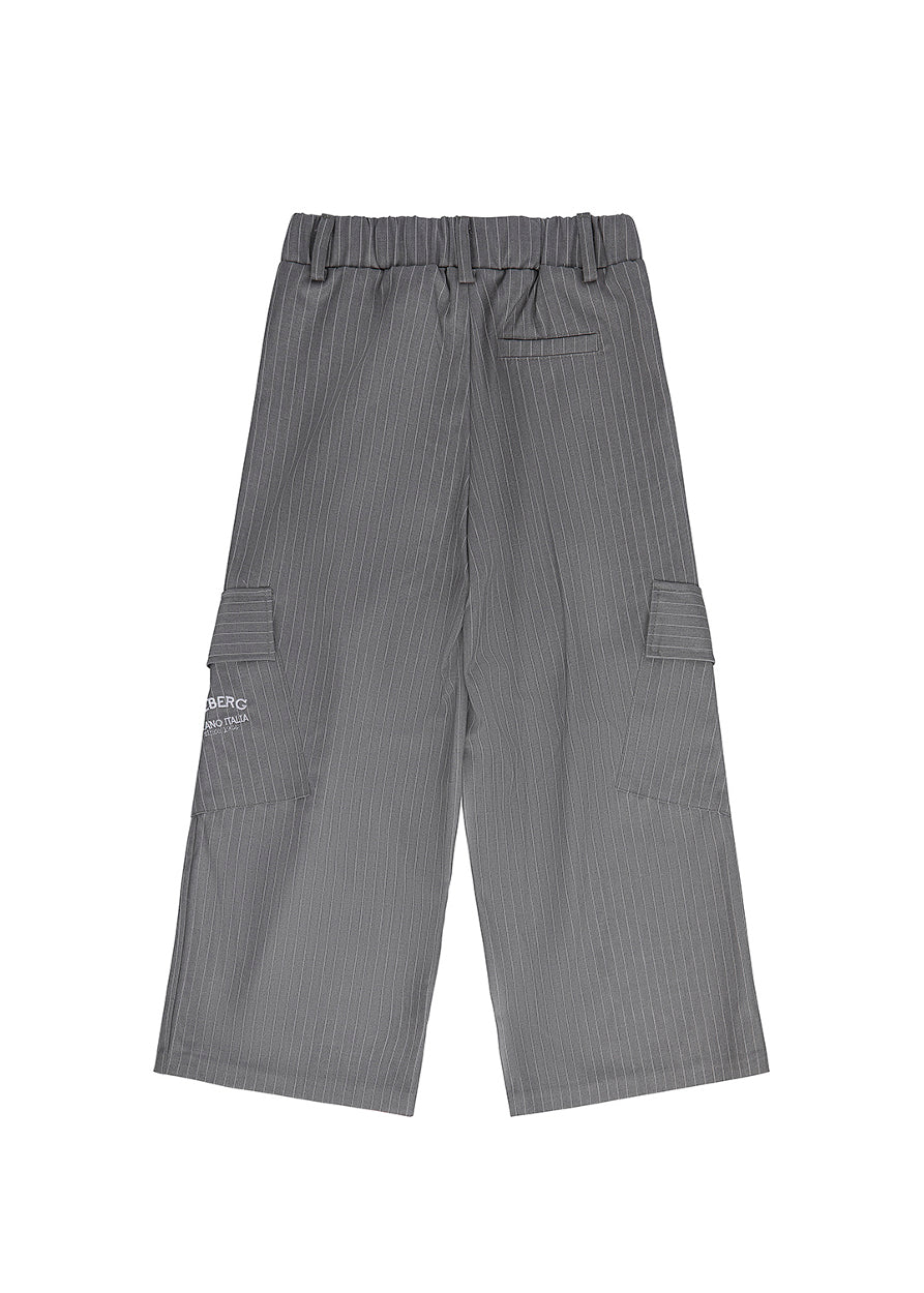 Iceberg Kids Pantaloni Gessati Grigi per Bambine