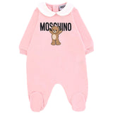 Moschino Kids Tutina Rosa con Logo per Neonate