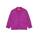Diesel Kids Cardigan Viola con Oval D per Neonate